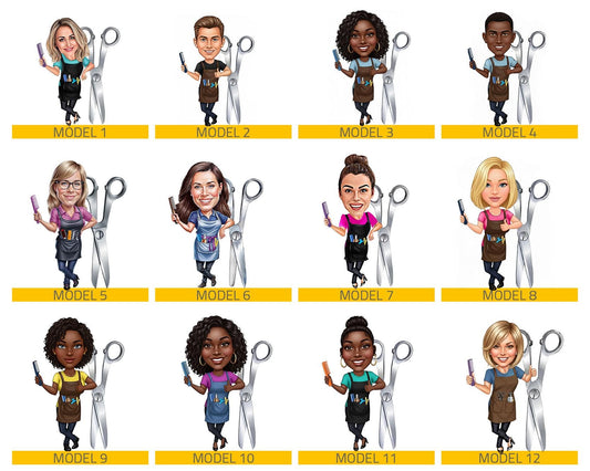 Hair Stylist Gift | Custom Barber | Hairdresser Gift | Caricature Portrait From Your Photo | Personalized Wooden Cartooned Figurine Trinket