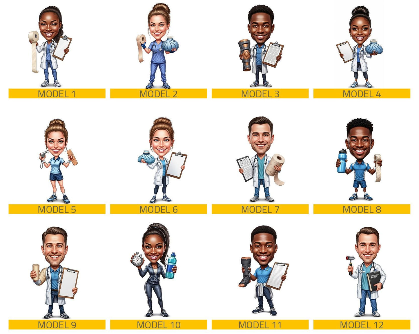 Personalized Sports Medicine Doctor Figurine | Custom Caricature Gift from Your Photo | Orthopedic Physician Figurine, Magnet, Keychain